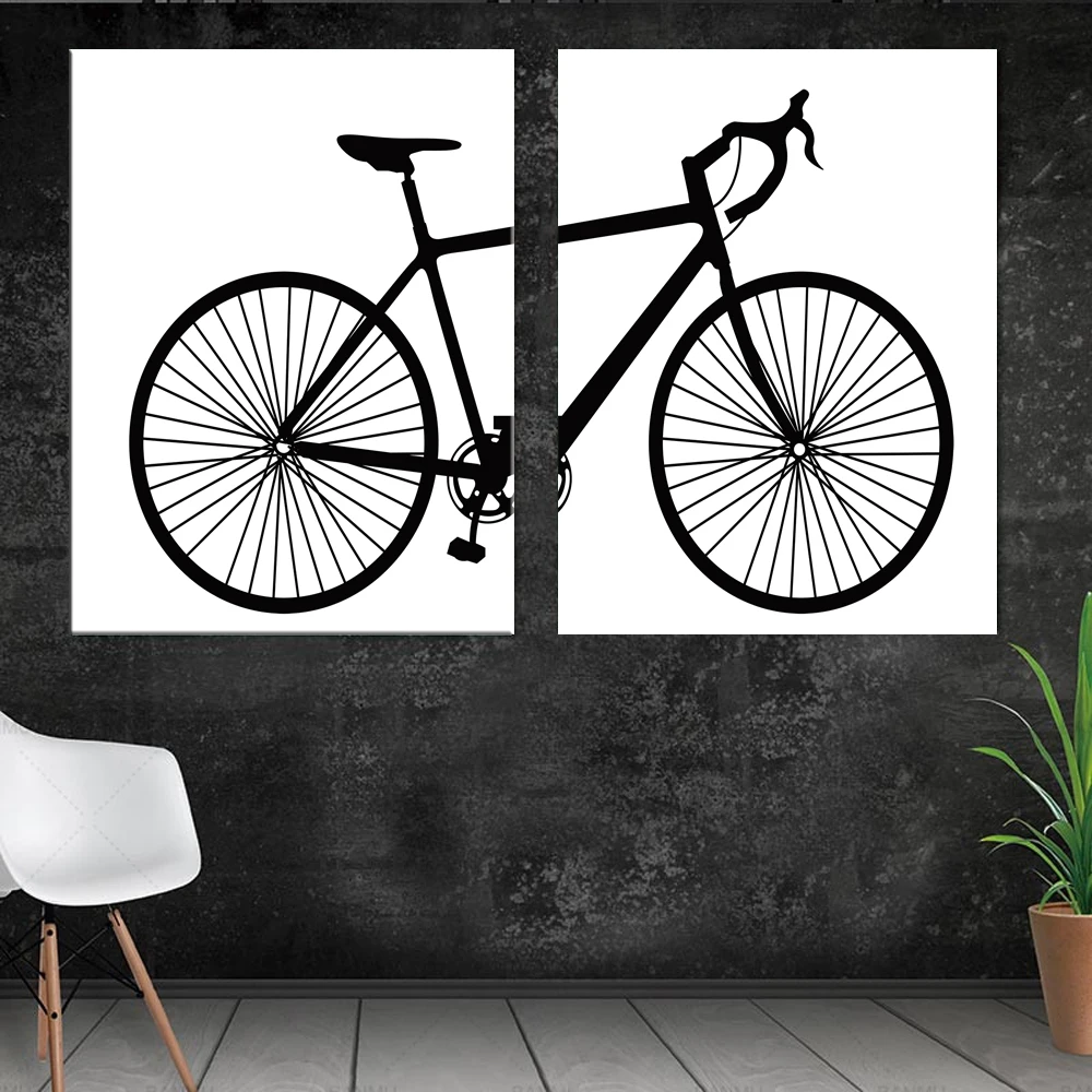 

Nordic Black And White Fashion Bike Painting Canvas Posters Living Room Scandinavian Wall Art Prints Modular Pictures Home Decor