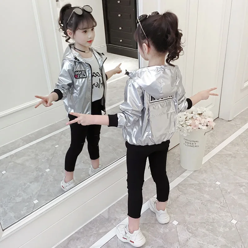 

Модная куртка для девочек 4-13 лет, толстовки с надписью, детская одежда, пальто на весну и осень, яркие цвета, детская одежда