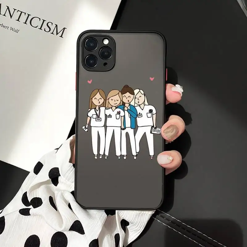 

Medicine Doctor Nurse cartoon pattern Phone Cases matte transparent For iphone 7 8 11 12 plus mini x xs xr pro max cover
