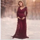 Красное вино, с треугольным вырезом, с длинным рукавом, для беременных, реквизит для фотографии, Maxi, Одежда для беременных, кружевное платье для беременных, маскарадная фотосъемка, Pregnan