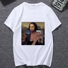 Новая летняя футболка, веселая модная футболка с принтом Spoof Mona Lisa, индивидуальная забавная Повседневная тонкая футболка в стиле Харадзюку, женская одежда