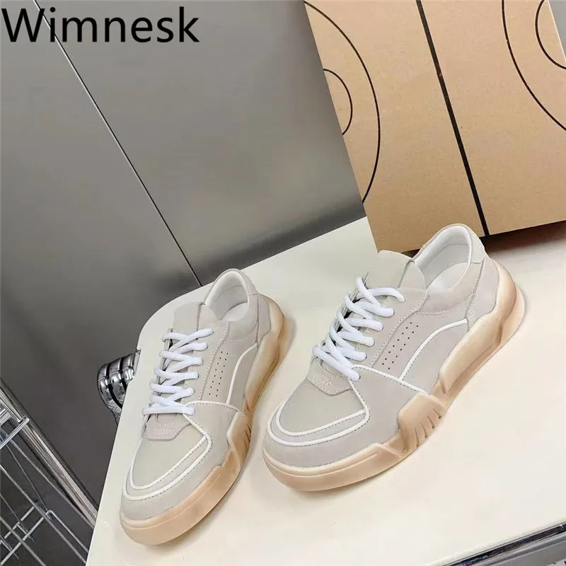 

Autumn Runway Thick Sole Casual Shoes Women Round Toe Lace Up Genuine Leather Woman High Quality Brand Female Running Shoes 2021