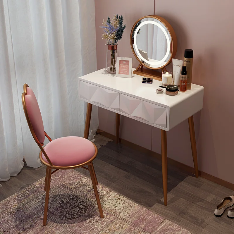 Nordic Light Luxury Dressing Table Louis Vanity Minimalist Makeup Desk Set Bedroom Furniture | Мебель