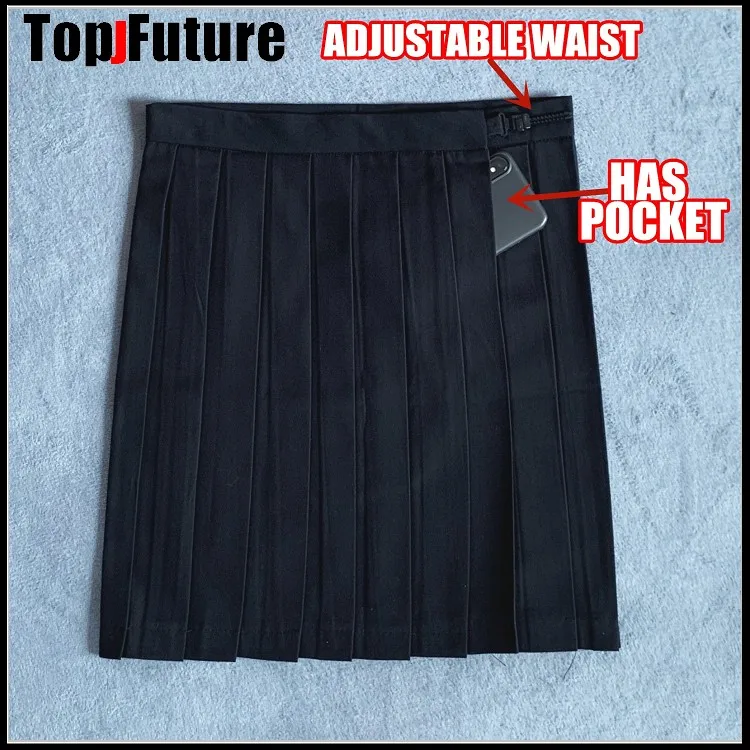 Japanese School Uniforms WOMEN Girls Solid Color Pleated JK Suit Black Navy GREY High Student Academy Style Skirt |