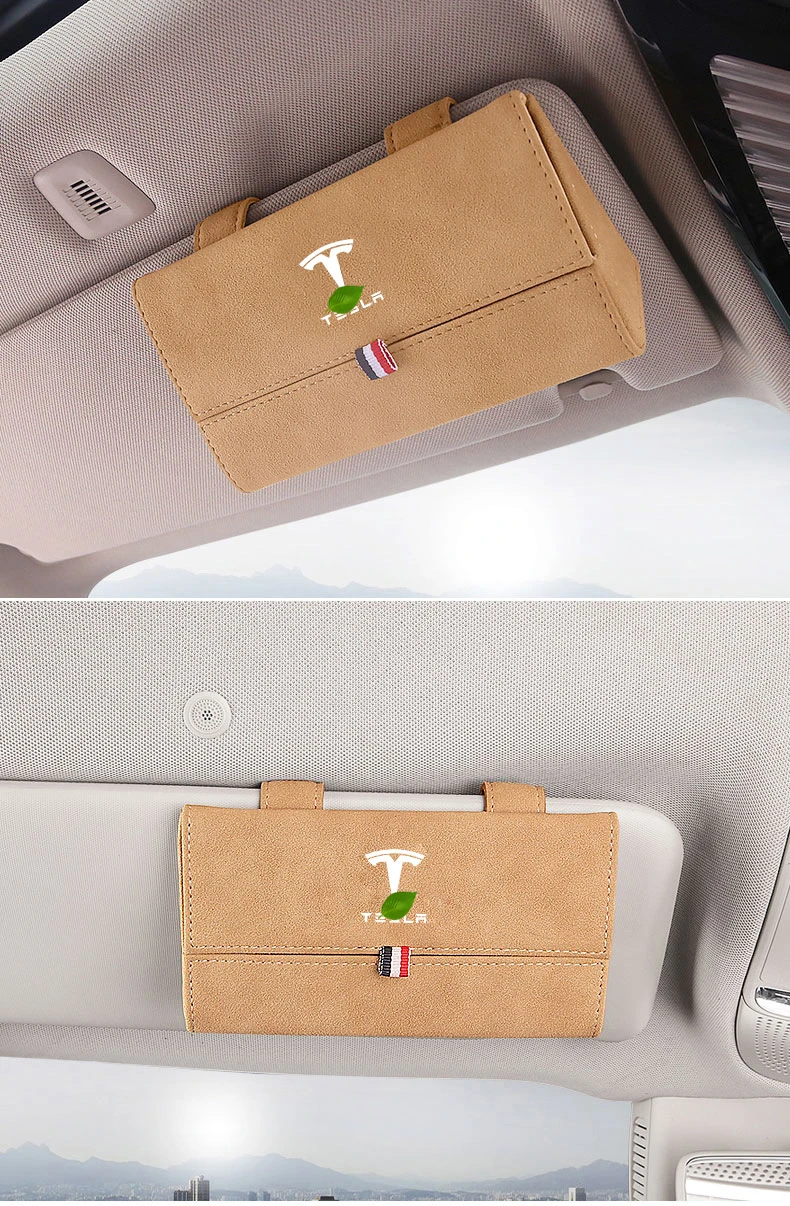 Автомобильный чехол для солнцезащитных очков с зажимом Tesla Model 3 S X Y кожаный