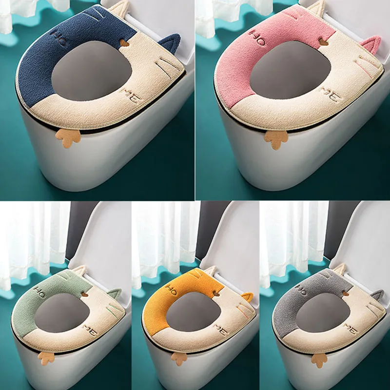 

1Pc Universal Toilet Seat Thickened Mat Soft Warm Washable for Home Decor Closestool Mat Seat Case Coral Toilet Lid Accessories