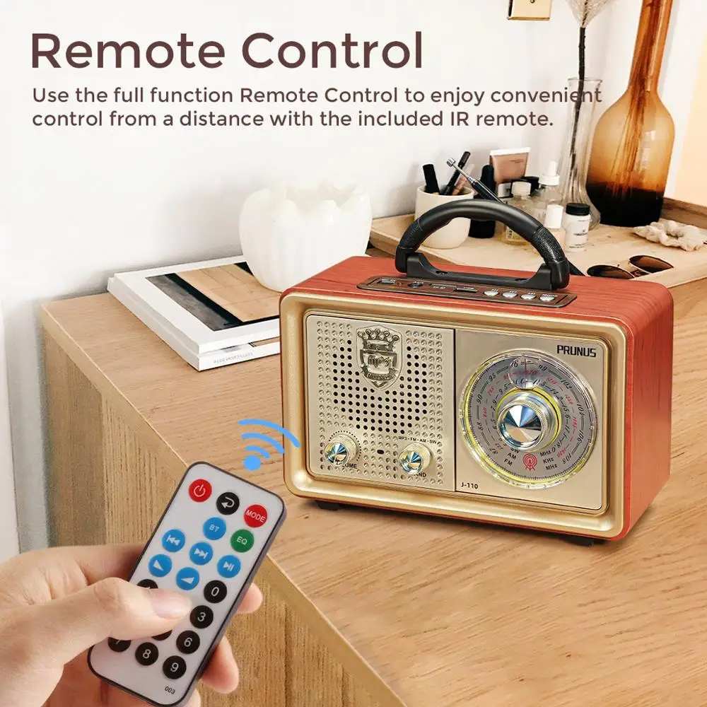 Винтажный fm радиоприемник PRUNUS с поддержкой Bluetooth MP3 USB AUX TF карта перезаряжаемый