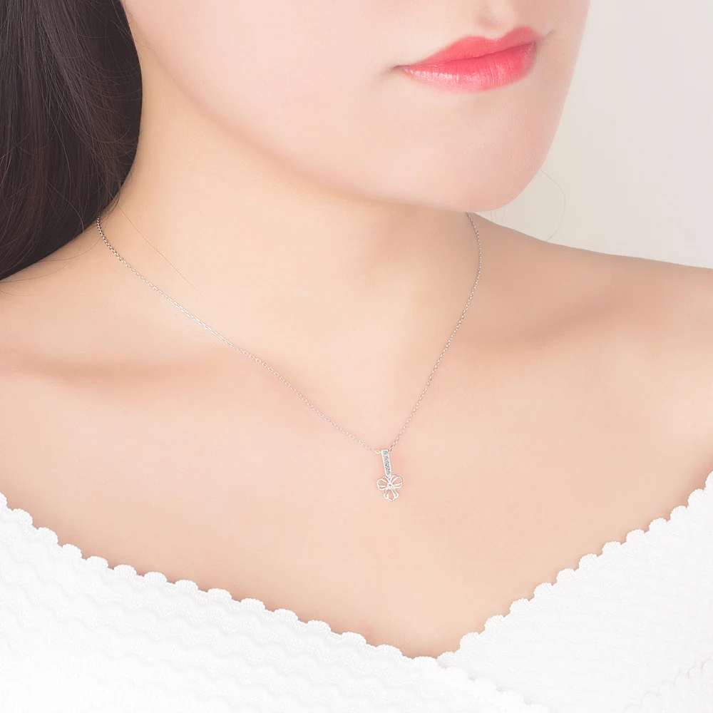 Женское ожерелье из серебра 925 пробы с кулоном в виде клевера|Ожерелья| |