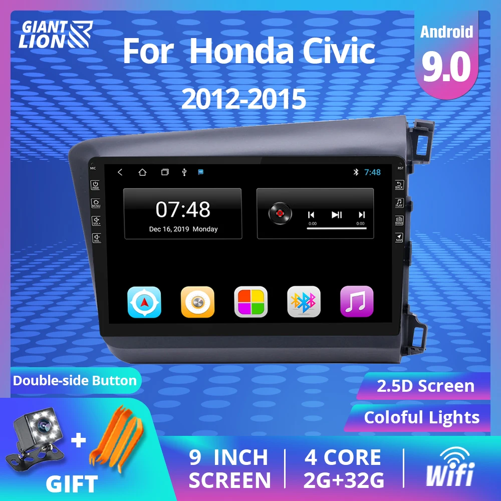 Автомагнитола 2din Android 9 0 для HONDA CIVIC 2012 2013 2014 2015 мультимедийная стереосистема