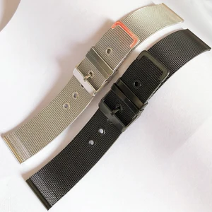 Ремешок Миланская петля для наручных часов, Универсальный сменный металлический браслет из нержавеющей стали, серебристый и черный цвета, 20 мм 22 мм