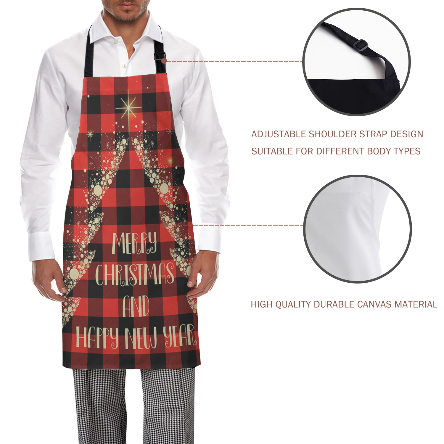 Фартук для кухни красный черный в клетку буйвола рождественские новогодние