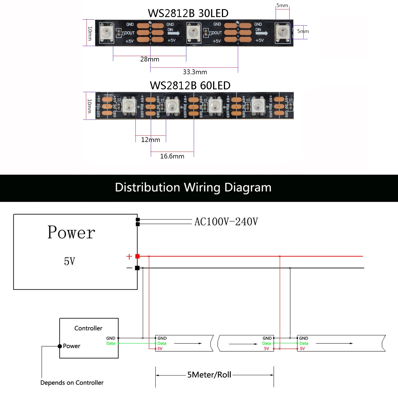 Комплект светодиодных лент WS2812B WS2812 30/60 светодиодный 5 в пост. Тока SP107E Bluetooth