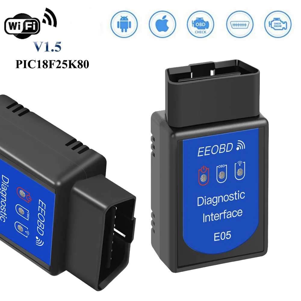 Диагностический сканер PIC18F25K80 OBD II ELM327 V1.5 для Mitsubishi Citroen C3 C4 C5 Dodge Charger WIFI