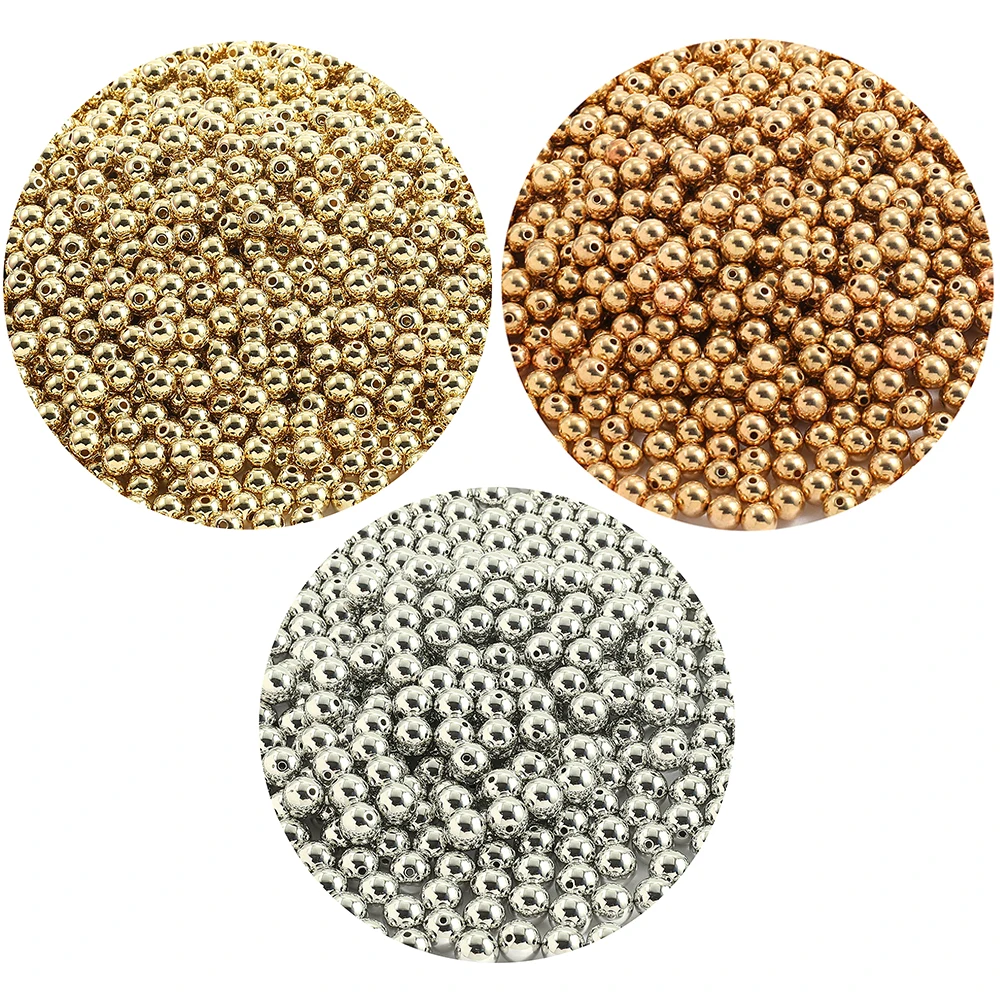 

2-10mm Gold Silver-Plated Plastics Beads Round CCB Seed Spacer Loose Beads for Jewelry Making DIY Handmade Bracelet Necklace