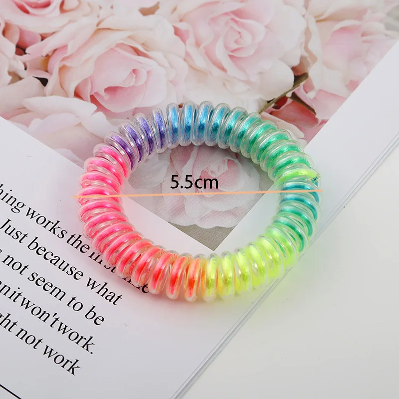 10 шт. телефонный провод резинки для волос пластиковые 55 мм весна радуги Галстуки
