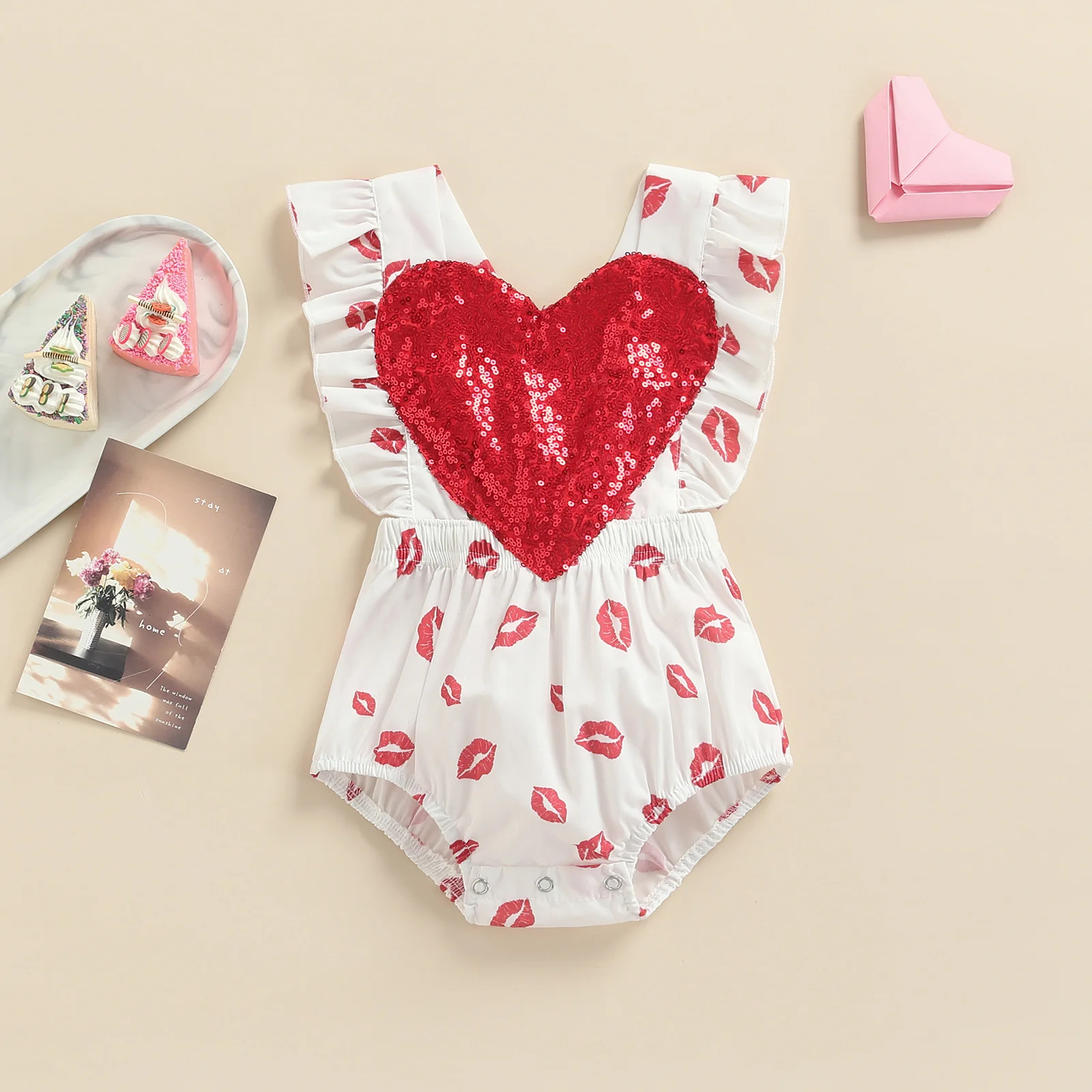 

Женский комбинезон с блестками Ma & Baby, комбинезон для новорожденных девочек 3-24 месяца, с принтом в виде красных губ, костюм для вечерние, D35