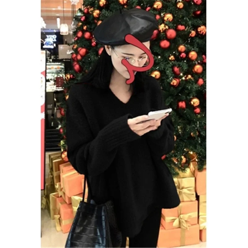 Женский осенний свитер с V-образным вырезом | Женская одежда