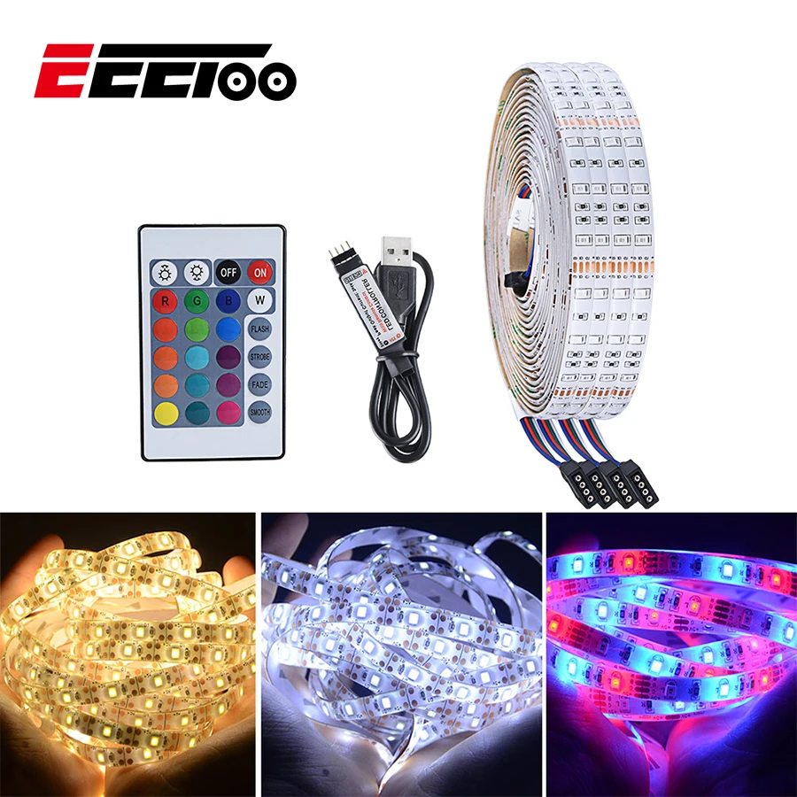 EeeToo ночной Светильник 5 в USB питание светодиодная полоса освещения RGB/белый/теплый