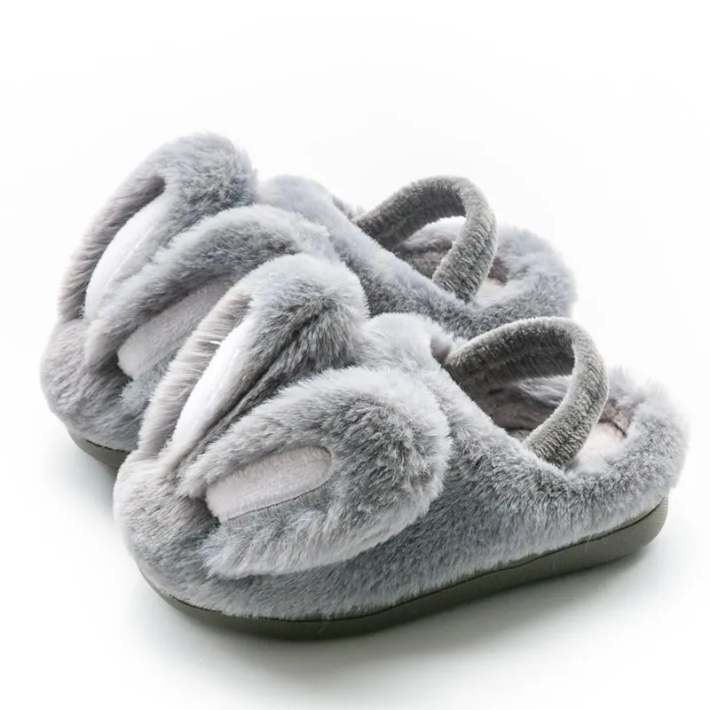 Детские пушистые тапочки плюшевая хлопковая обувь с кроликом детские домашние