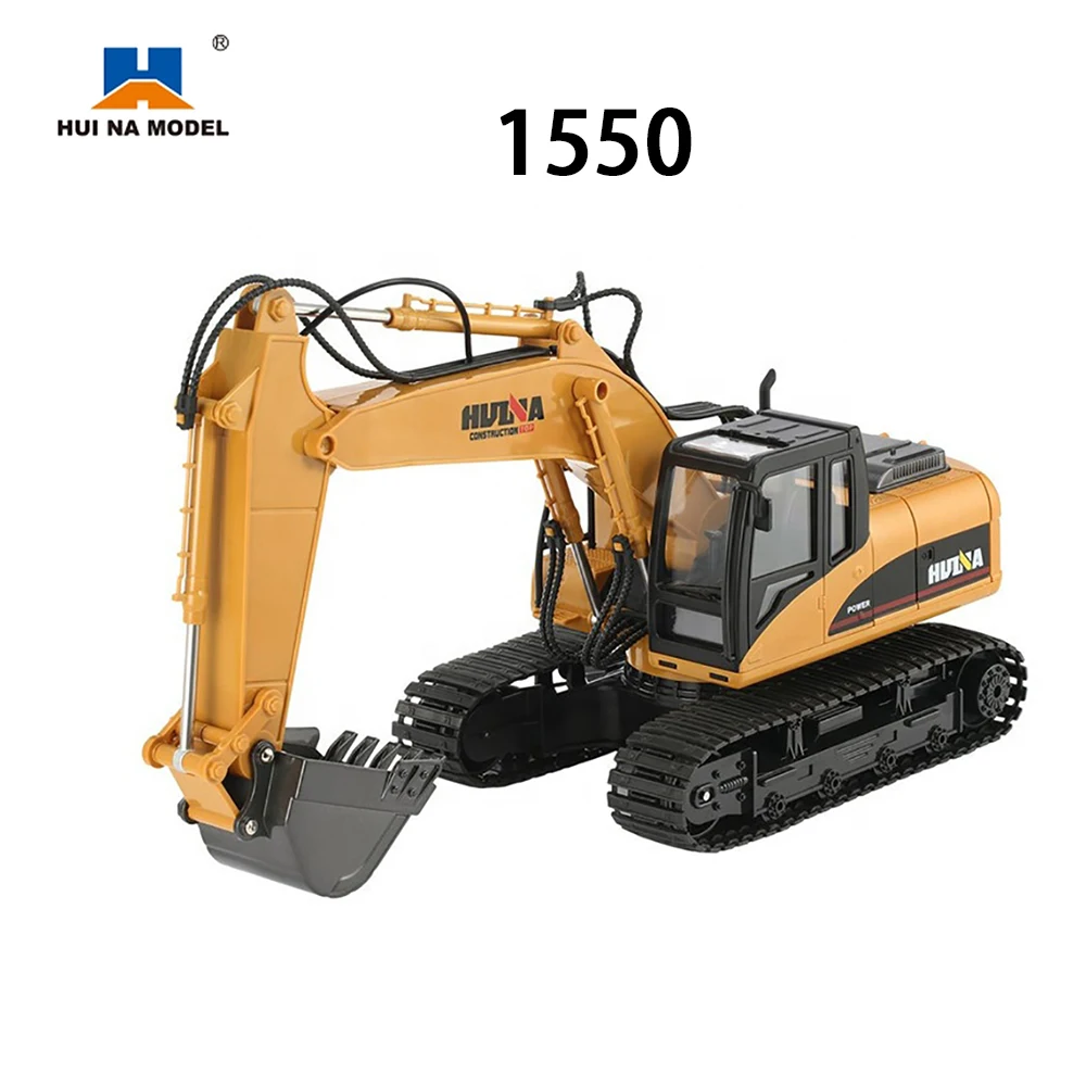 Huina 1550 1/14 15Ch Rc Excavator 680 Degree Rotation Alloy Bucket Rc Construction Vehicle Toy With Cool Sound/Light enlarge
