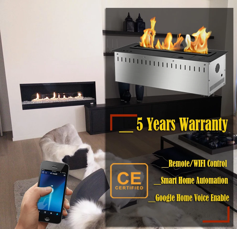 

Inno-Fire 18 inch Long silver or black intelligent Wifi Remote control ethanol decor fireplace