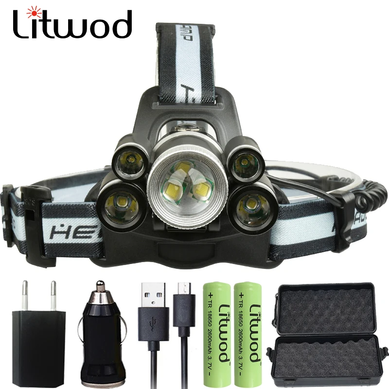 

LED Headlamp 8000 Lumen 5* T6 & 2* XPE Head Flashlight Lamp Torch Zoomable Lanterna 5 Model Headlight For Camping Bulbs Litwod