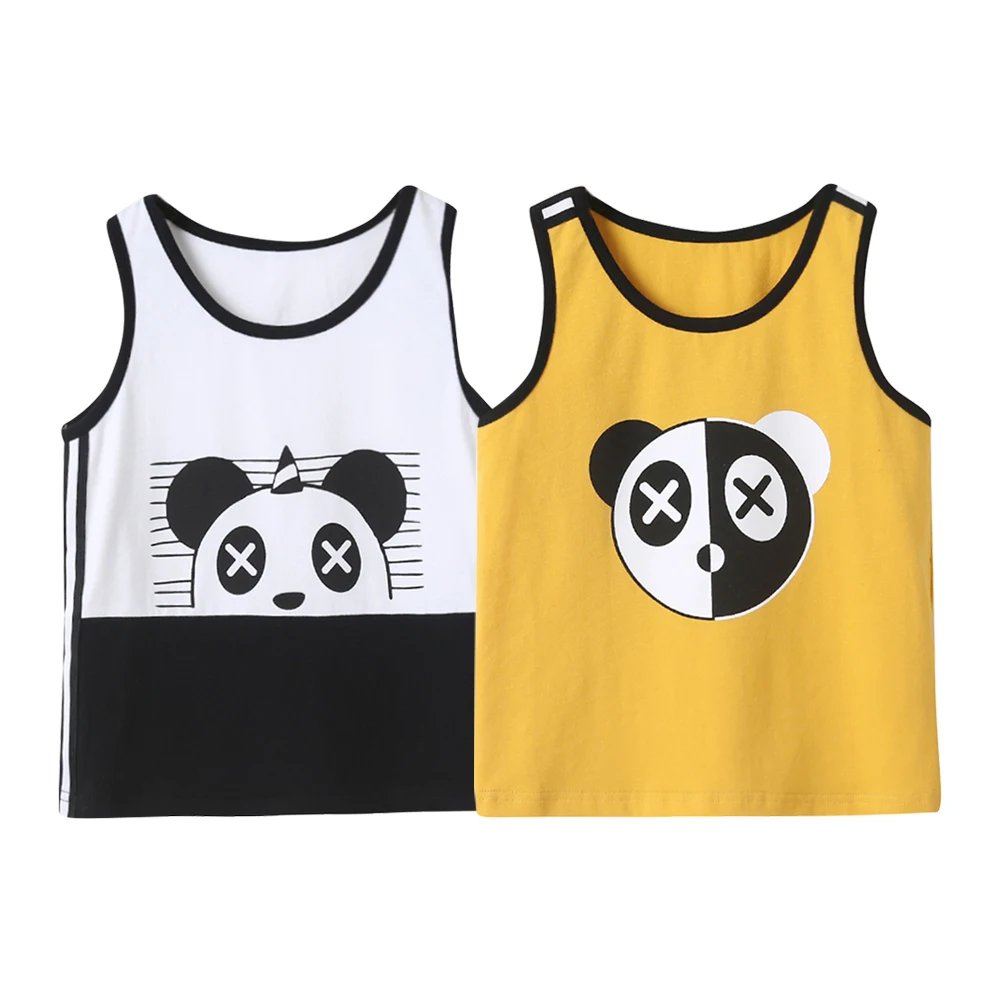 

Summer Boys Clothes 2021 New Baby Boys Top Casual Soft Vest Sleeveless Cartoon Panda Printed Tank Tops For 2-6 Years Old Boys