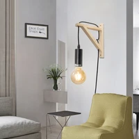 artpad home wall light fixture japan style wood triangle wall light holder with plug and switch for study bedside living room