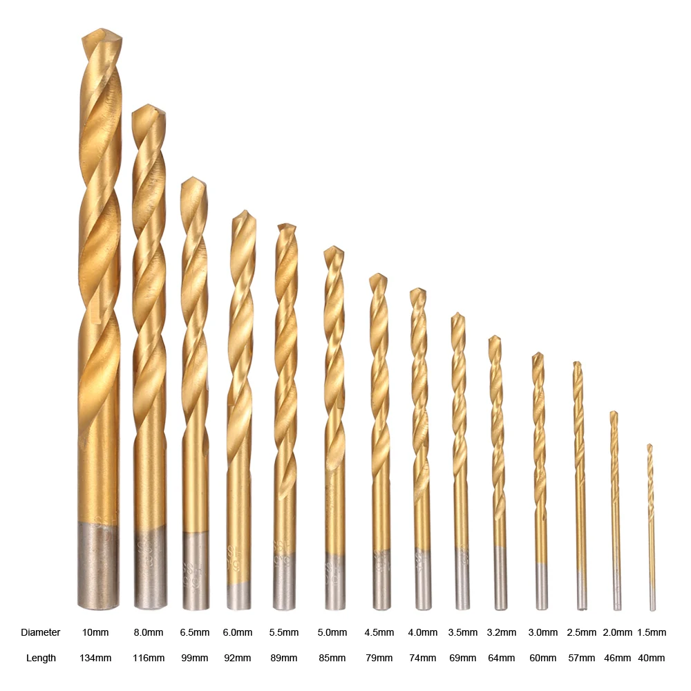

99pcs HSS Titanium Coated Twist Drill Bit Set 1.5-10mm Twist Drills Bits Kit with Case Box