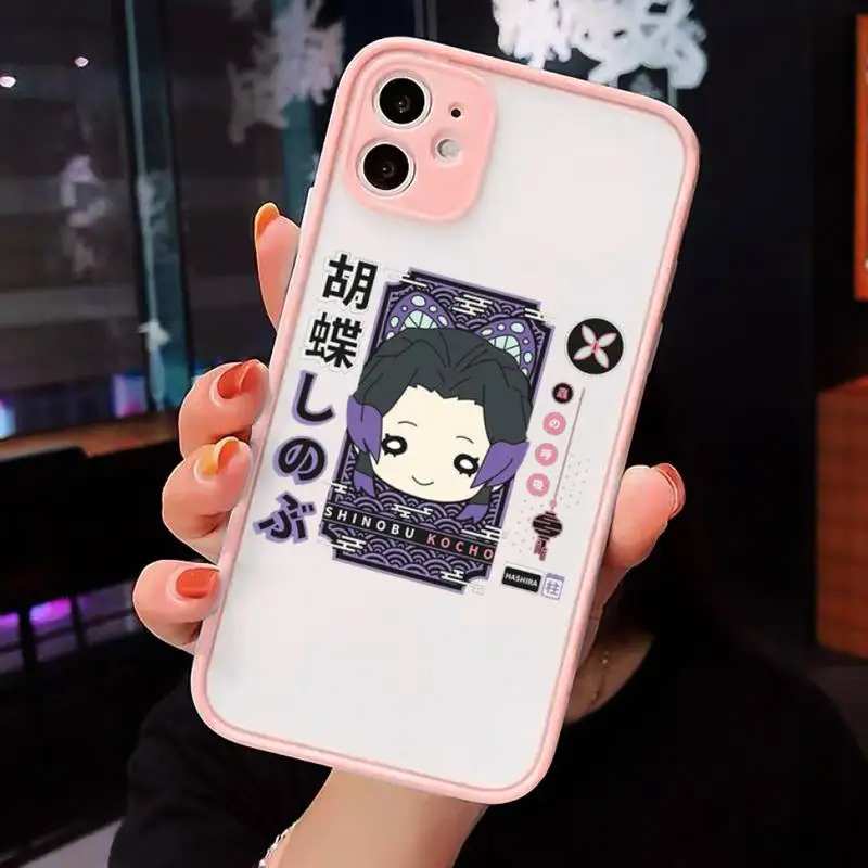 

Cute character of Demon Slayer Kamado Phone Cases Matte For iPhone 12 Mini 11 Pro XR XS Max 7 8 Plus X Hard PC Back Cover