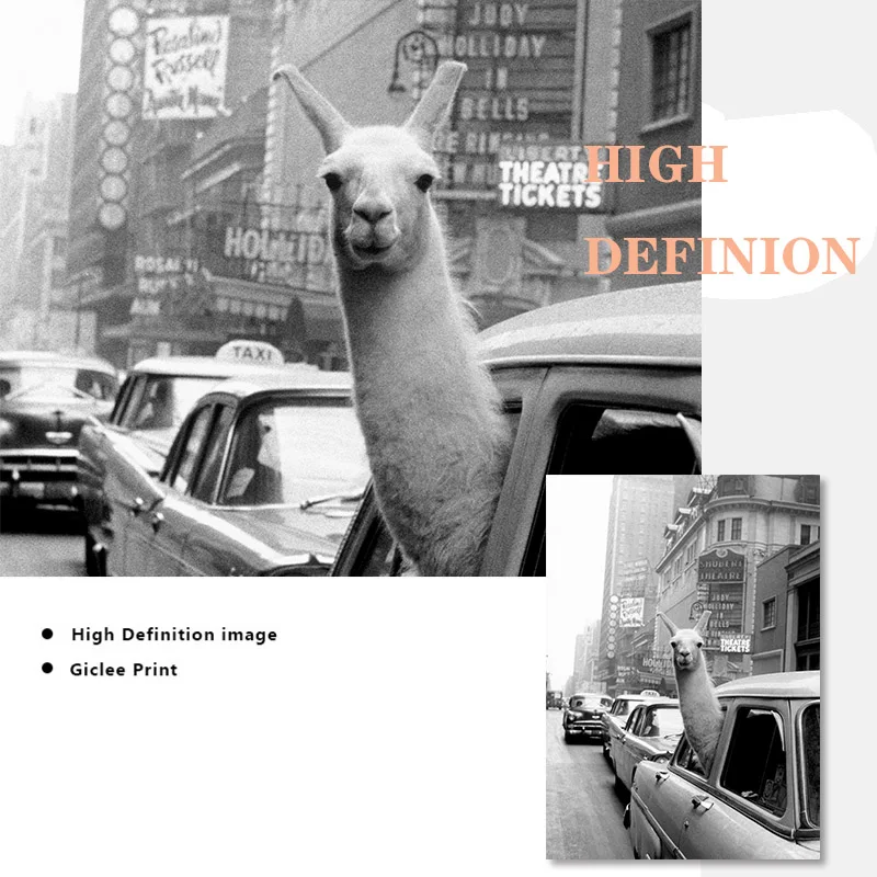 Современное искусство Аватар альпака личность ретро настенная Картина на холсте