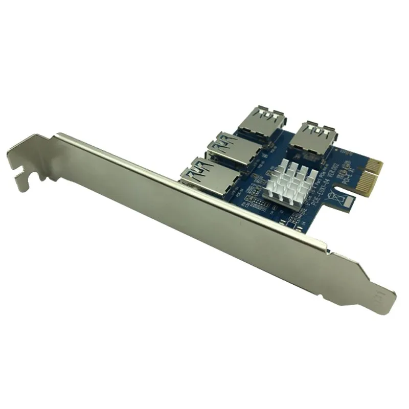 PCI-E к адаптеру 1 поворот 4 PCI-Express слот 1x 16x USB 3 0 Mining Special Riser Card PCIe конвертер для BTC Miner |