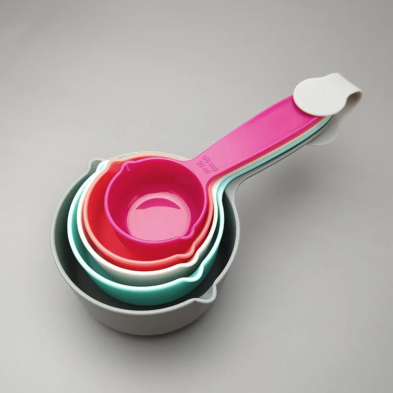 

Multifunctional graduated measuring spoon measuring cup set of five color measuring spoon luxury rainbow baking set export