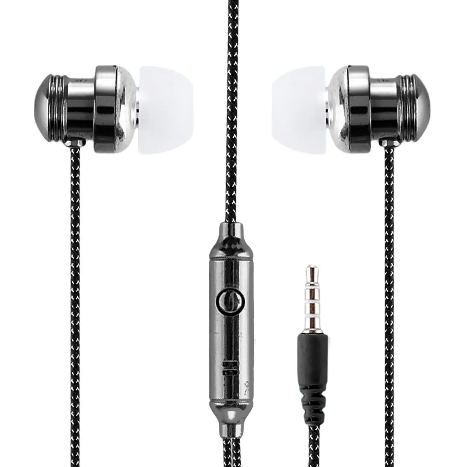 

Electroplating Earphone In-Ear Wire Control Two-color Wired Subwoofer Headset Wired Earphone For Smartphones With Mic