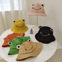 hat female korean sweet cute frog smiling face embroidery bucket hat spring and summer sun proof student bucket hat tide