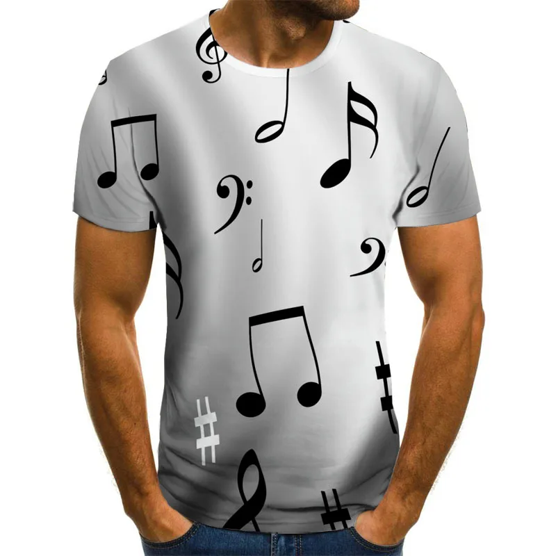 

Men's and women's T-shirt 2021 new music symbol short-sleeved 3D guitar shirt shirt printing gothic anime clothes
