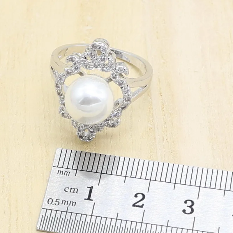 Свадебные ювелирные изделия с белым жемчугом серебряного цвета свадебные