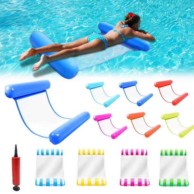 

Water Hammock Recliner Inflatable Floating bed Swimming pool Floating Swimming Mattress sea Swimming Ring with Pump 2021