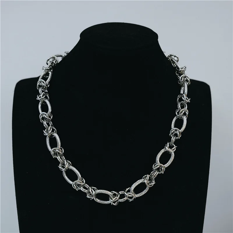

Fashion knotted thorns chain necklace men and women hip hop wild girl couple clavicle chain hot sale