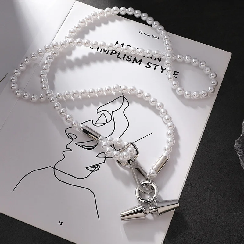 

Origin Summer Statement Metallic Silver Whorl Lock Body Chain for Women Girls Simulation Pearl Beaded Geometrical Body Jewellery