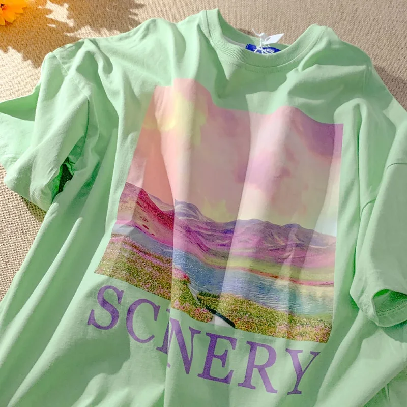 

100% cotton top Sweet punk T-shirt women summer 2021 Korean Japanese style student short sleeve Maiden shirt fairy clothes Loose