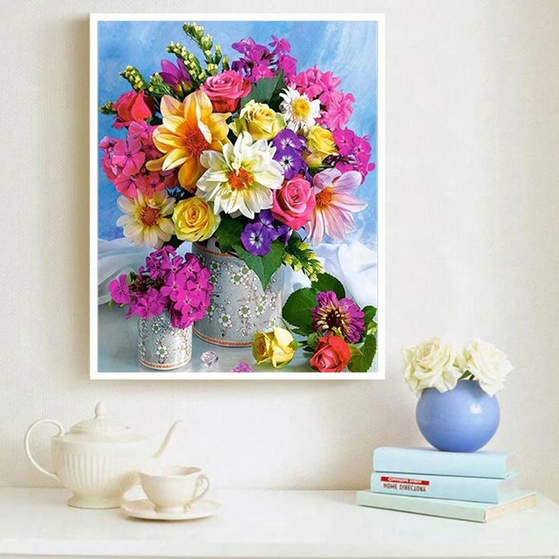 Картина-Мозаика из страз с цветочной вазой 5D | Дом и сад