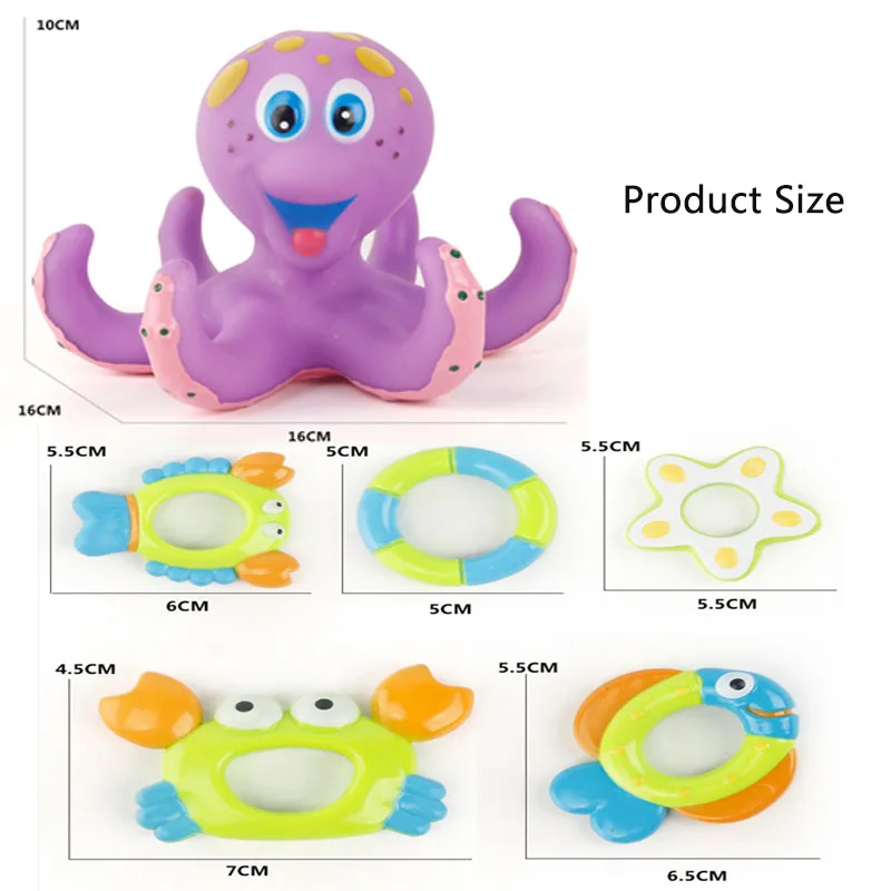 

Baby Bath Toys Play Water Toys Funny Floating Ring Toss Game Bathtub Bathing Pool Education Toy For Kids Baby Children Gift