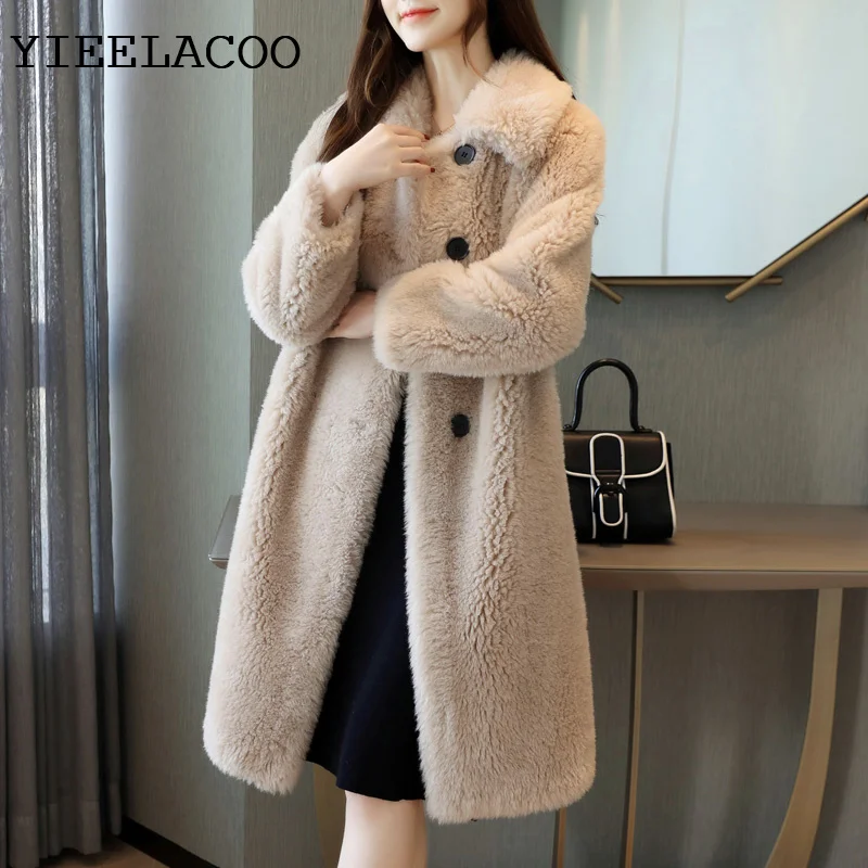 

Coat Fake Fur Women's 2020 Winter New Grain Lalambswool Coat Long Section Winter Imitation Lamb Fur Coat