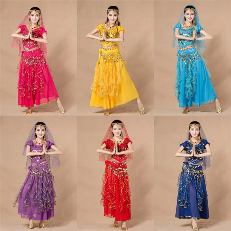 5 шт. профессиональные женские комплекты для танца живота платье топ юбка талия