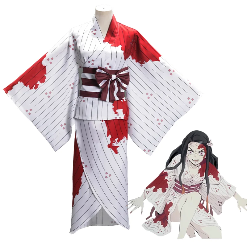 

Аниме! Демон убийца: Kimetsu no Yaiba Kamado Nezuko прекрасный кимоно униформа Косплей Костюм Хэллоуин