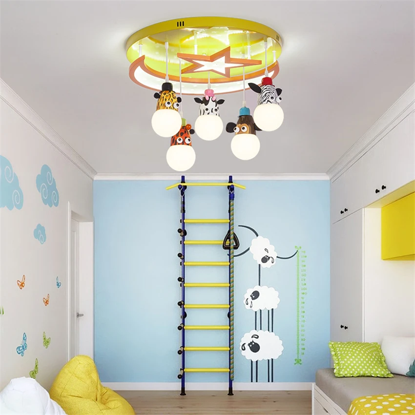 

Светодиодные потолочные светильники для спальни и детской комнаты, декоративное освещение в виде головы мультяшных животных, лампа для пот...