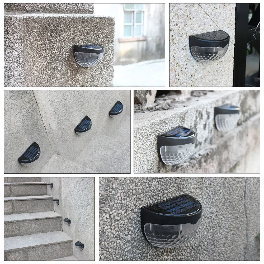 

2Pcs Solar Outdoor Deck Light Wall LED Decorative Lights 6 LED Security Semi-Circular for Patio Stairway Driveway