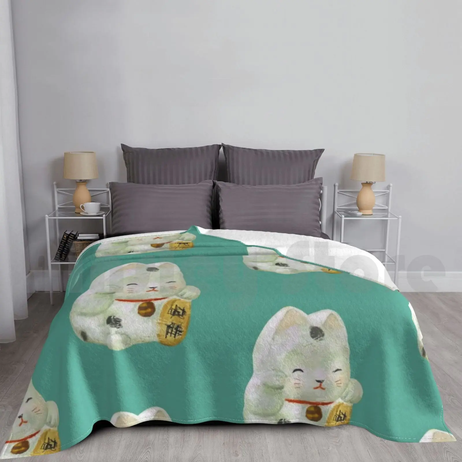 Манеки Неко очаровательная Кошка на удачу японское азиатское одеяло модное