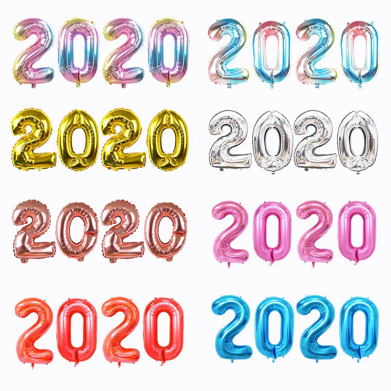 32-дюймовый новогодний воздушный шар с номером 2020 винная бутылка круглая звезда